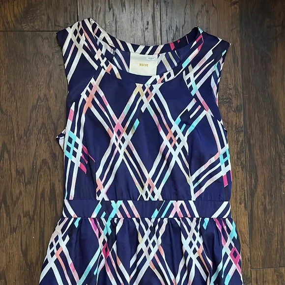 Anthropologie Maeve Blue/Pink Plaid Sleeveless High Low Dress - Picture 4 of 10